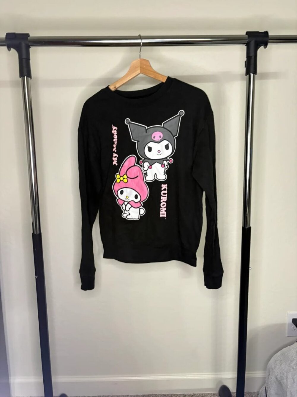 Sanrio Kuromi My Melody Crewneck Sweatshirt Womens S Black Hybrid Apparel 2023
